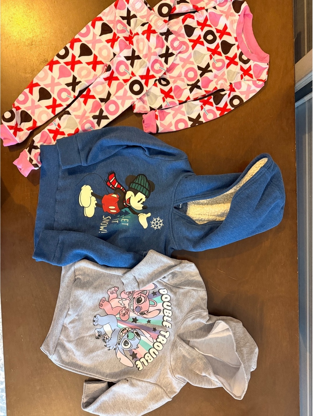 Toddler Girl 3T Winter & Sleepwear Lot – Disney Mickey & Stitch Hoodies +Pajamas